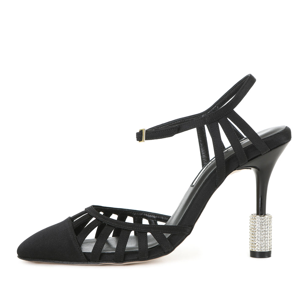 ELARA SANDALS BLACK SATIN