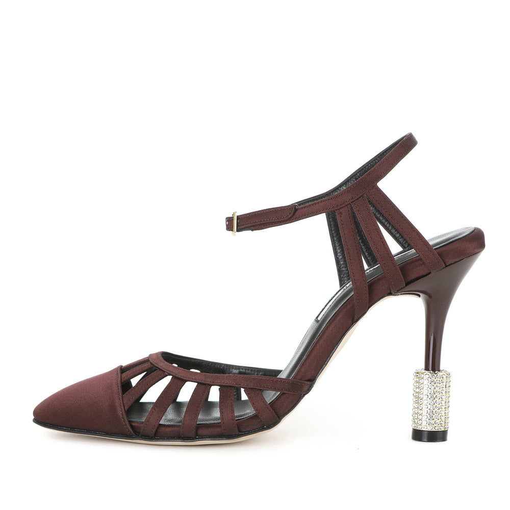 ELARA SANDALS BURGUNDY SATIN
