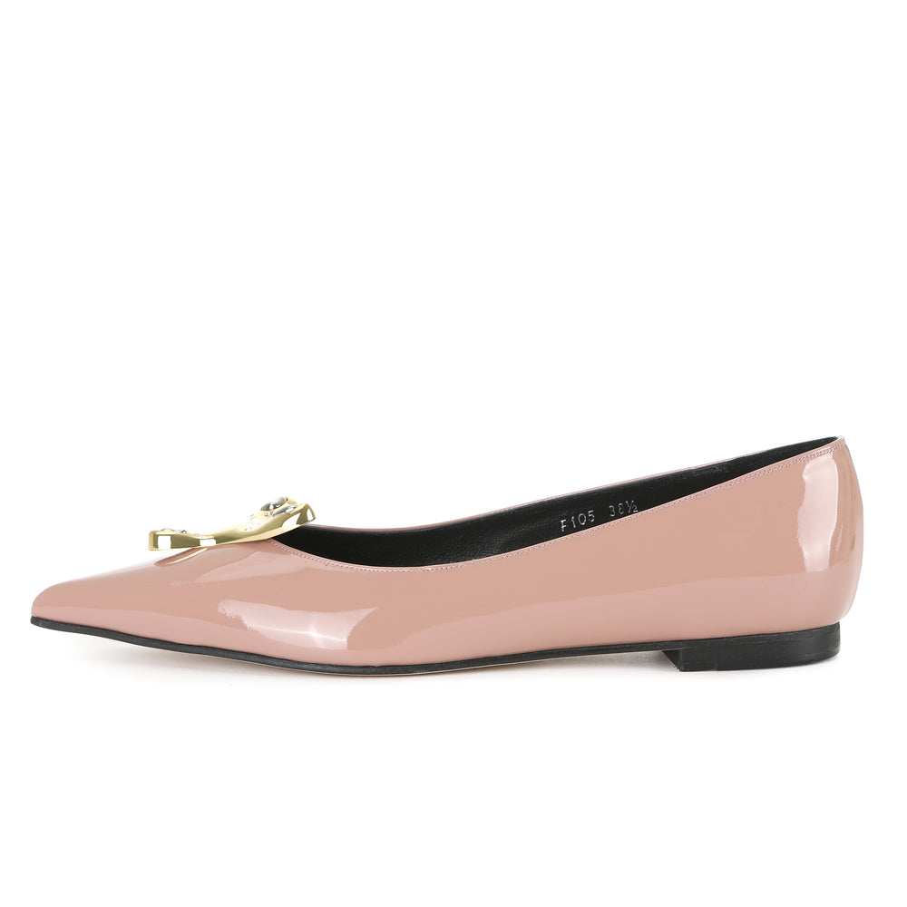 FREYA FLATS GLOSSY NUDE