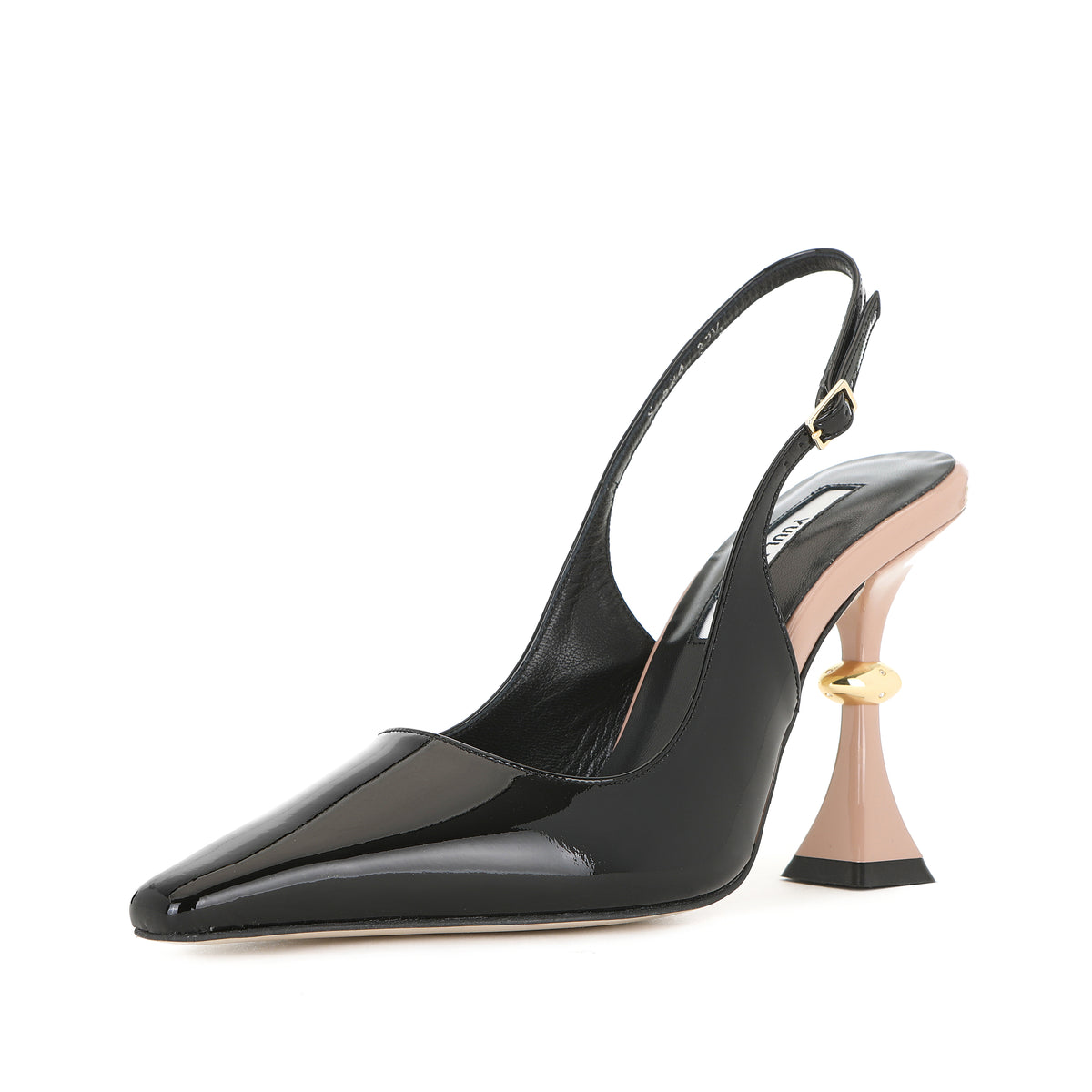 ROSALE SLING-BACKS BLACK + GLOSSY NUDE