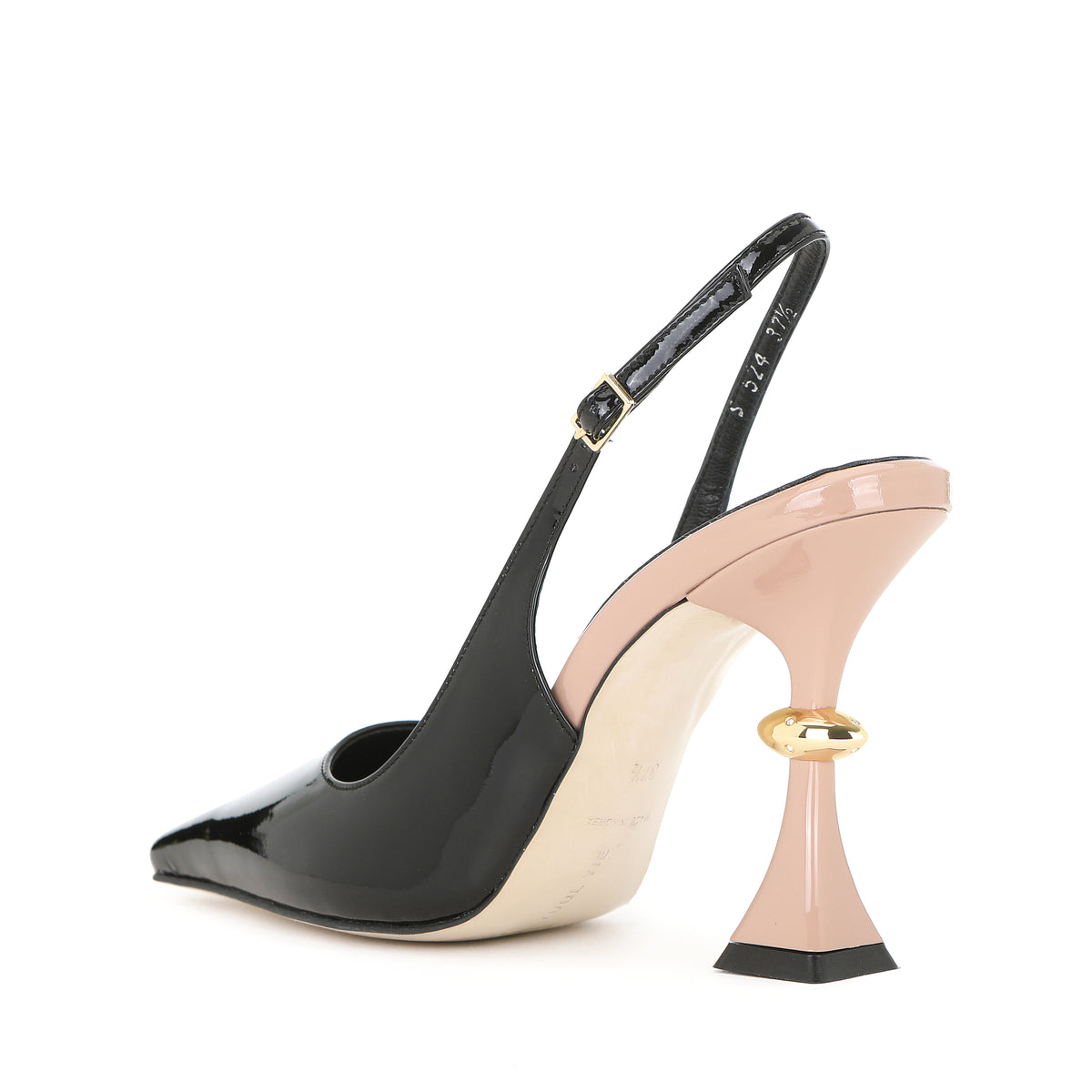 ROSALE SLING-BACKS BLACK + GLOSSY NUDE