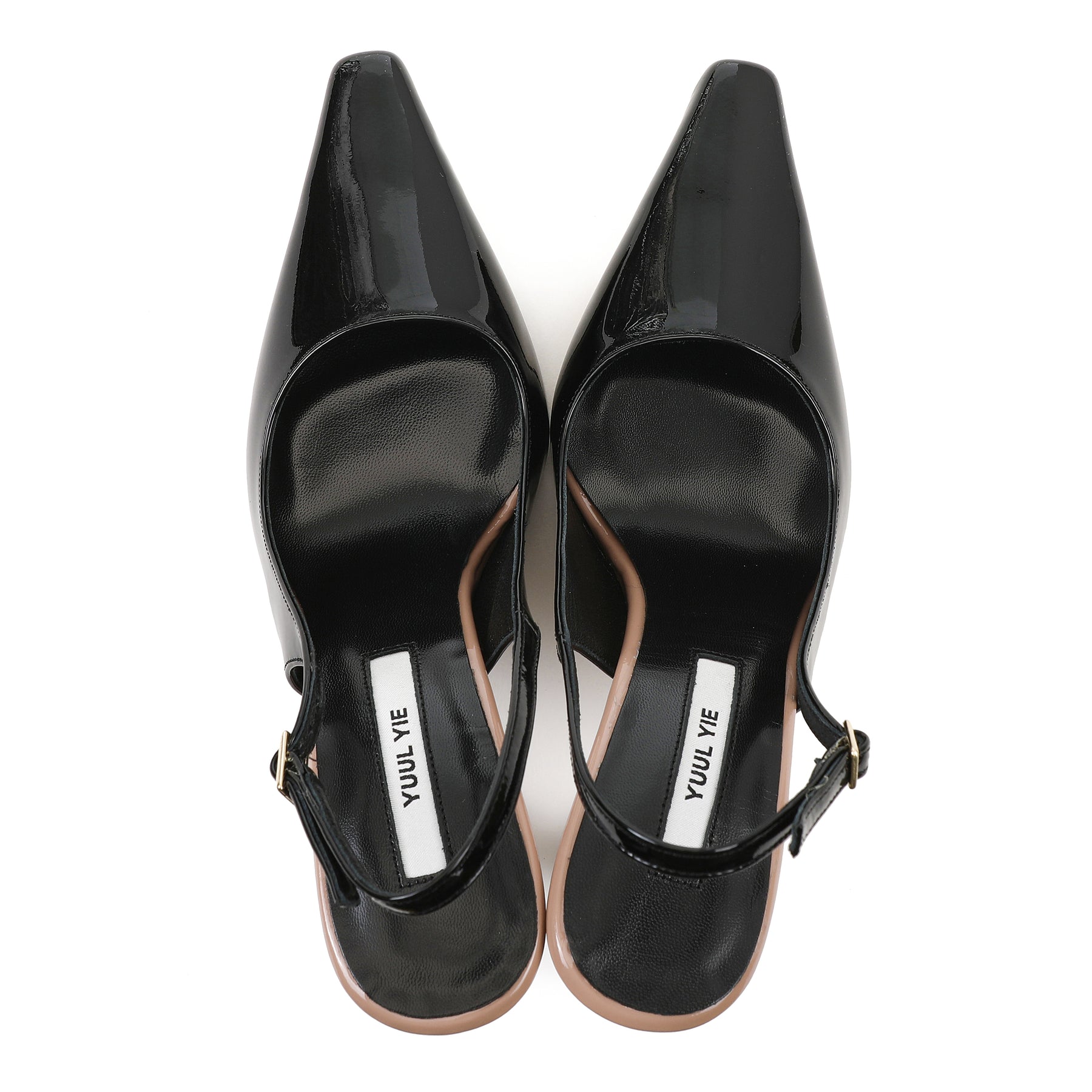 ROSALE SLING-BACKS BLACK + GLOSSY NUDE