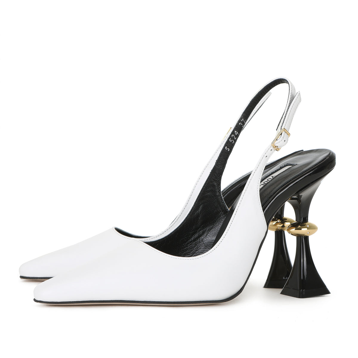 ROSALE SLING-BACKS WHITE+BLACK